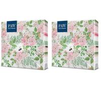 PAW - Servilletas Papel 3 Capas (33 x 33 cm) I 20 Unidades I Perfecto para Cumpleaños, Fiestas, Bodas, Comuniones y Celebraciones I Decoración de Mesa Elegantes I Flores de Escaramujo (Paquete de 2)