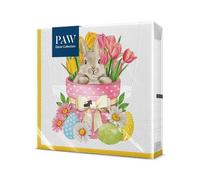 PAW - Servilletas Papel 3 Capas (33 x 33 cm) I 20 Unidades I Perfecto para Pascua, Fiestas, Primavera y Celebraciones I Decoración de la Mesa de Pascua I Color: Conejito Flor