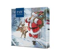PAW - Servilletas Papel 3 Capas (33 x 33 cm) I 20 Unidades I Servilletas Navideñas I Diseño de Navidad, Invierno, Nieve y Papá Noel I Color: Santa is coming