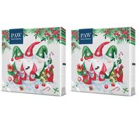 PAW - Servilletas Papel 3 Capas (33 x 33 cm) I 20 Unidades I Servilletas Navideñas I Diseño Navideño, Invernal y de Caramelos I Color: Christmas Gnomes (Paquete de 2)