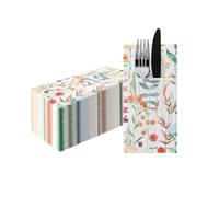 PAW - Servilletas Papel Airlaid (1/8 pocket) I 25 Piezas I Ideal para Bodas, Bautizos, Comuniones, Cumpleaños I Servilletas de Tela para Decoración de Mesa I Flores de Acuarela