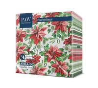 PAW - Servilletas Papel Airlaid (40 x 40 cm) | 50 Unidades | Servilletas de Navidad con motivos invernales y navideños | Ideales para la mesa festiva | Color: Glory Poinsettia