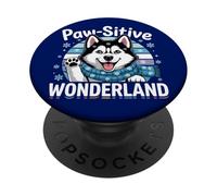 Paw-Sitive Wonderland Woof Winter Dog Wonders Husky PopSockets PopGrip Adhesivo