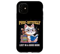 Paw-sitively Lost in a Good Book Cute Reading Cat Carcasa para iPhone 11