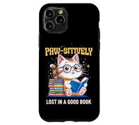 Paw-sitively Lost in a Good Book Cute Reading Cat Carcasa para iPhone 11 Pro