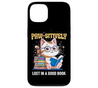 Paw-sitively Lost in a Good Book Cute Reading Cat Carcasa para iPhone 13