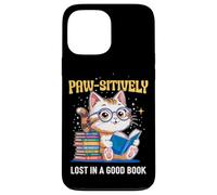 Paw-sitively Lost in a Good Book Cute Reading Cat Carcasa para iPhone 13 Pro MAX