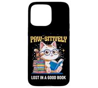 Paw-sitively Lost in a Good Book Cute Reading Cat Carcasa para iPhone 15 Pro MAX