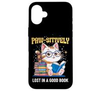 Paw-sitively Lost in a Good Book Cute Reading Cat Carcasa para iPhone 16 Plus
