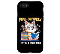 Paw-sitively Lost in a Good Book Cute Reading Cat Carcasa para iPhone SE (2020) / 7/8