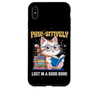 Paw-sitively Lost in a Good Book Cute Reading Cat Carcasa para iPhone XS MAX