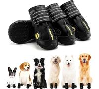 Paw Wear para Mascotas con Refuerzo de Goma, 4 Zapatos Antideslizantes para Perros medianos a Grandes (Negro, 6: 7,6 x 6,6 cm (LW) para 23,6 - 29,5 kg)