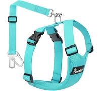 Pawaboo Arnés de Seguridad Transpirable para Perro en Coche, Arnés de Seguridad para Perro Ajustable con Correa de Conexión al Vehículo, XL, Azul Entero