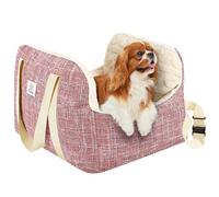 Pawaboo Asiento de Coche para Perros Pequeños, Cama Perro Coche con Hebilla Fija y Correa de Seguridad, Transportín de Coche para Perros Cachorros Gatos de hasta 25lbs Silla Perro Coche, Magent Azul