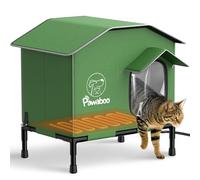 Pawaboo Casa Climatizada para Gatos para Exteriores en Invierno, Refugio para Gatos Resistente a la Intemperie con Toldo Impermeable y Base Elevada,Casa Aislada para Gato en Exteriores con Calefactor