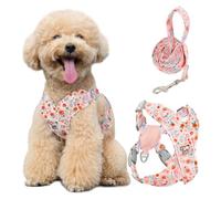 Pawaboo Arnés y Correa para Perros Pequeños, Arnés en X para Cachorros sin Tirar sin Estrangular, Arnéss Chaleco Ajustable para Perros de Tamaño Pequeño y Mediano, M, Flores Rosas