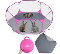 Pawaboo Corral para Animales Pequeños con Almohadilla, Jaula Impermeable para Mascotas Pequeñas con Almohadilla Reutilizable, Valla Portátil de Exterior para Pollitos/Gatitos/Cachorros, Ros Gris