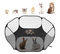 Pawaboo Corral para Animales Pequeños, Jaula Impermeable para Mascotas Pequeñas con Estructura de Alambre de Acero Resistente, Cerca de Patio Exterior para Pollitos/Gatitos/Cachorros, Negro