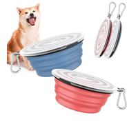 Pawaboo Pack de 2 Cuencos de Viaje Plegables para Perros con Tapa