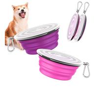 Pawaboo Pack de 2 Cuencos de Viaje Plegables para Perros con Tapa
