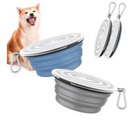 Pawaboo Pack de 2 Cuencos de Viaje Plegables para Perros con Tapa