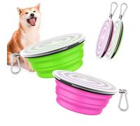 Pawaboo Pack de 2 Cuencos de Viaje Plegables para Perros con Tapa
