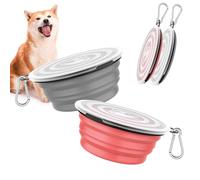 Pawaboo Pack de 2 Cuencos de Viaje Plegables para Perros con Tapa
