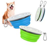 Pawaboo Pack de 2 Cuencos de Viaje Plegables para Perros con Tapa