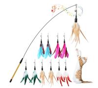 Pawaboo Pluma de Juguete para Gato, 88cm Interactivo Colector del Gatito de Extra Largo, Varita Cazador para Ejercitar Gatos y Gatitos, 1 Varita + 10 Plumas, Mezcla de Plumas Multicolor