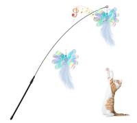 Pawaboo Pluma de Juguete para Gato, 88cm Interactivo Colector del Gatito de Extra Largo, Varita Cazador para Ejercitar Gatos y Gatitos, Mariposa Azul