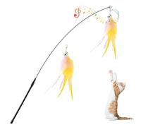 Pawaboo Pluma de Juguete para Gato, 88cm Interactivo Colector del Gatito de Extra Largo, Varita Cazador para Ejercitar Gatos y Gatitos, Rosa+Blanco+Amarillo