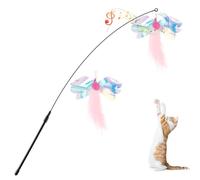 Pawaboo Pluma de Juguete para Gato, 88cm Interactivo Colector del Gatito de Extra Largo, Varita Cazador para Ejercitar Gatos y Gatitos, Mariposa Rosa