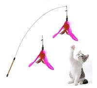 Pawaboo Pluma de Juguete para Gato, 88cm Interactivo Colector del Gatito de Extra Largo, Varita Cazador para Ejercitar Gatos y Gatitos, Rosa + Marrón Rojizo