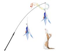 Pawaboo Pluma de Juguete para Gato, 88cm Interactivo Colector del Gatito de Extra Largo, Varita Cazador para Ejercitar Gatos y Gatitos, Azul