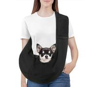 Pawaboo Transportín para Perros Pequeños, Eslinga Reversible Manos Libres para Perros Pequeños y Gatos, Eslinga para Cachorros con Arnés de Seguridad, Puppy Essentials, Negro