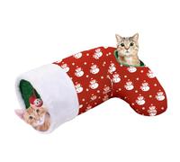 Pawaboo Tubo Plegable Mascotas, Túnel para Gatos de Calcetín de Navidad, Juguete Túnel para Gatos, Tubo para Gatos con Bola de Campana y Papel Arrugado para Gatitos, Conejos, Muñeco de Nieve Rojo