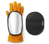 PAWBOSE Escudo de mano de soldadura, guante de triple capa resistente al calor con protección de muñeca ajustable para soldadura MIG, TIG, arco | Ligero y a prueba de quemaduras