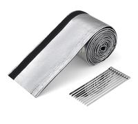 PAWBOSE Funda de protección térmica de aluminio de 100 x 9 cm con 10 bridas de cable de acero inoxidable de 20 cm para proteger las tuberías de combustible