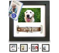 Pawceptiv E Pet Memorial Shadow Box Marco de Fotos, 3 Opciones de visualización para la pérdida de Perro o Gato, Soporte para Collar, Colgador de Memoria o Mensaje de Recuerdo Amoroso, Regalo de Foto