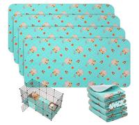 PAWCHIE Paquete de 4 forros para jaula de cobayas, color azul, 61 x 119 cm