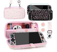 PAWDIARY Pink Sakura - Funda de transporte compatible con Nintendo Switch 2 2025, con interruptor rígido, 2 fundas protectoras, protector de pantalla HD, correa para el hombro y 2 tapas para el pulgar