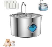 Pawdrate Dog Water Fountain (3.2L/108OZ),Super Quiet Smart Pet Filtered Water F-ountain,Stainless Steel Dog Waters Fountains, Visual W-ater Level, for Large Dogs Cats&Small Animals (1pcs+2 Filter)