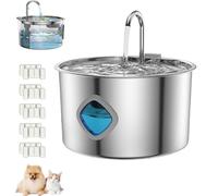 Pawdrate Dog Water Fountain 3.2L/108oz, Ultra-Quiet Automatic Pet Water Dispenser with Water Window, Stainless Steel Bowl, for Dogs, Cats, and Small Animals (10 Filter,1pcs)