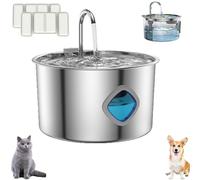 Pawdrate Dog Water Fountain,Triple Filtration System,304 Stainless Steel,Super Quiet Automatic Circulating Smart Pet Filtered Water Fountain,Suitable for Dogs and Cats (1PC+2Filters)