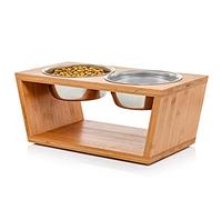 Pawfect Pets Soporte Elevado para tazones para Perros - Cuenco Elevado de 7 Pulgadas para Perros medianos. Comedero para Mascotas con Cuatro Cuencos de Acero Inoxidable.