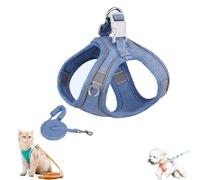 Pawfectly Safe Cat Harness and Leash Set, Pawfectly Safe Cat Harness, Pawfectly Harness, Adjustable Cat Harness Escape Proof, Adjustable Reflective Step-in Design, for Cat, Dog (M,Blue-Gray)