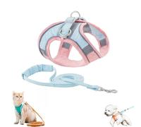 Pawfectly Safe Cat Harness and Leash Set, Pawfectly Safe Cat Harness, Pawfectly Harness, Adjustable Cat Harness Escape Proof, Adjustable Reflective Step-in Design, for Cat, Dog (M,Powder Blue)