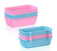 Pawfly 6 tazas de jaula colgantes de plástico para pájaros con ganchos, 296 ml, comederos automáticos para jaulas, comida para conejos, cuencos de alimentación, tazas cooperativas para mascotas