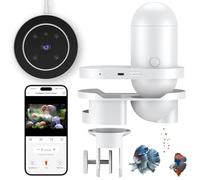 Pawfly Comedero Automático para Peces con WiFi App y Cámara HD 2.5K Dispensador de Alimento para Acuarios, 230mlPolvo/Gránulos, Temporizador, USB