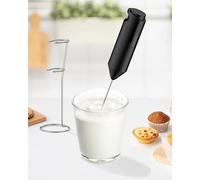 Pawfly Espumador de Leche Manual a Pilas con Soporte y Varilla Inoxidable - Batidor Eléctrico Potente para Latte, Matcha y Café (Pilas no Incluidas)